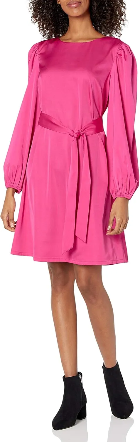The Drop Women's @shopdandy Belted Silky Stretch Dress