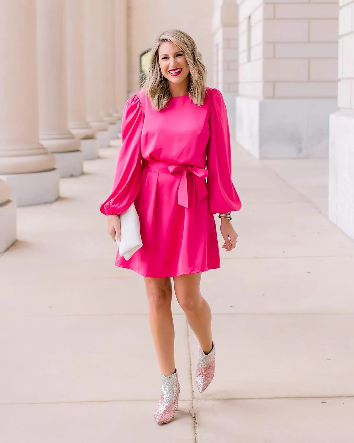 The Drop Women's @shopdandy Belted Silky Stretch Dress