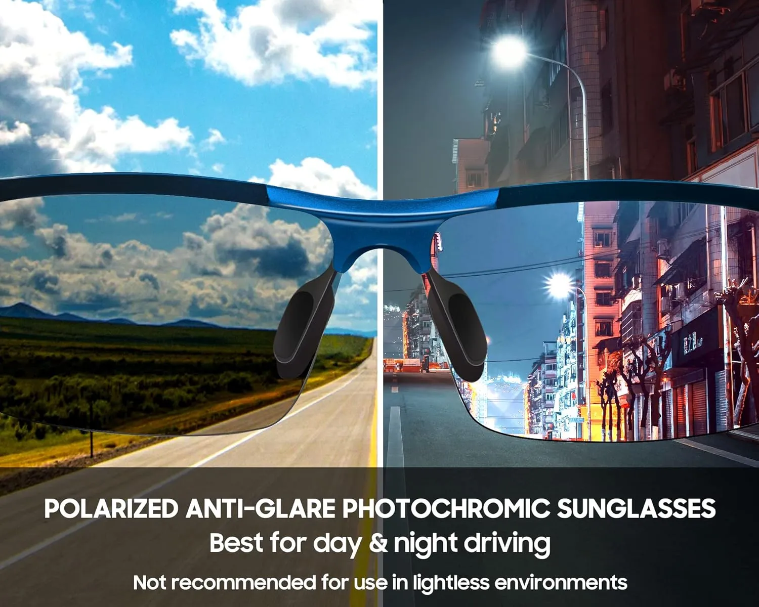 TJUTR Mens Photochromic Sunglasses Day & Night Driving Z87 Sun Glasses Polarized UV400 Protection Safety Glasses
