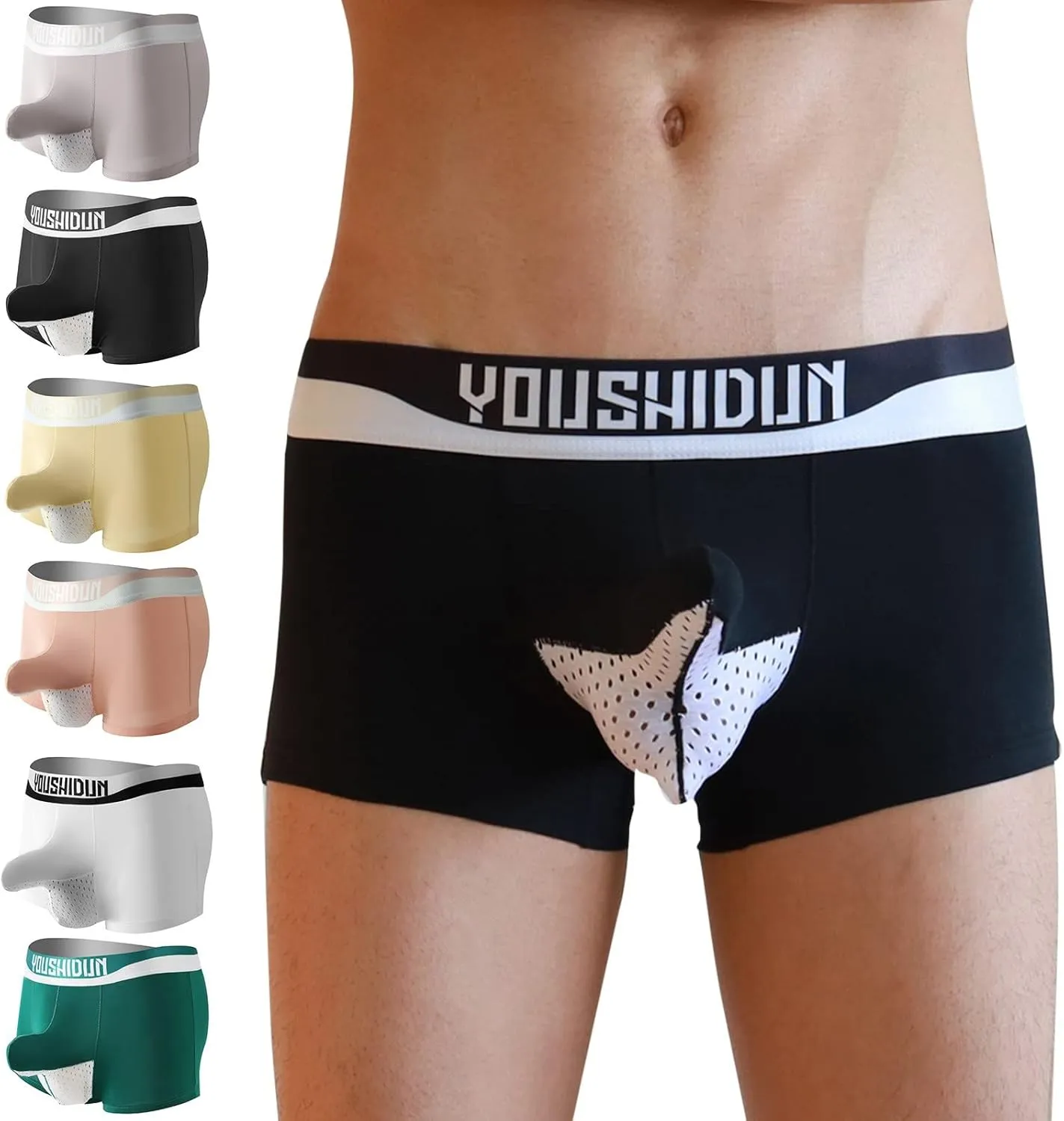 Underwear For Men Pack 6 Pack Elephant Nose Comfortable Boxer Briefs Men Ice Nylon Breathable Underpants Trunks