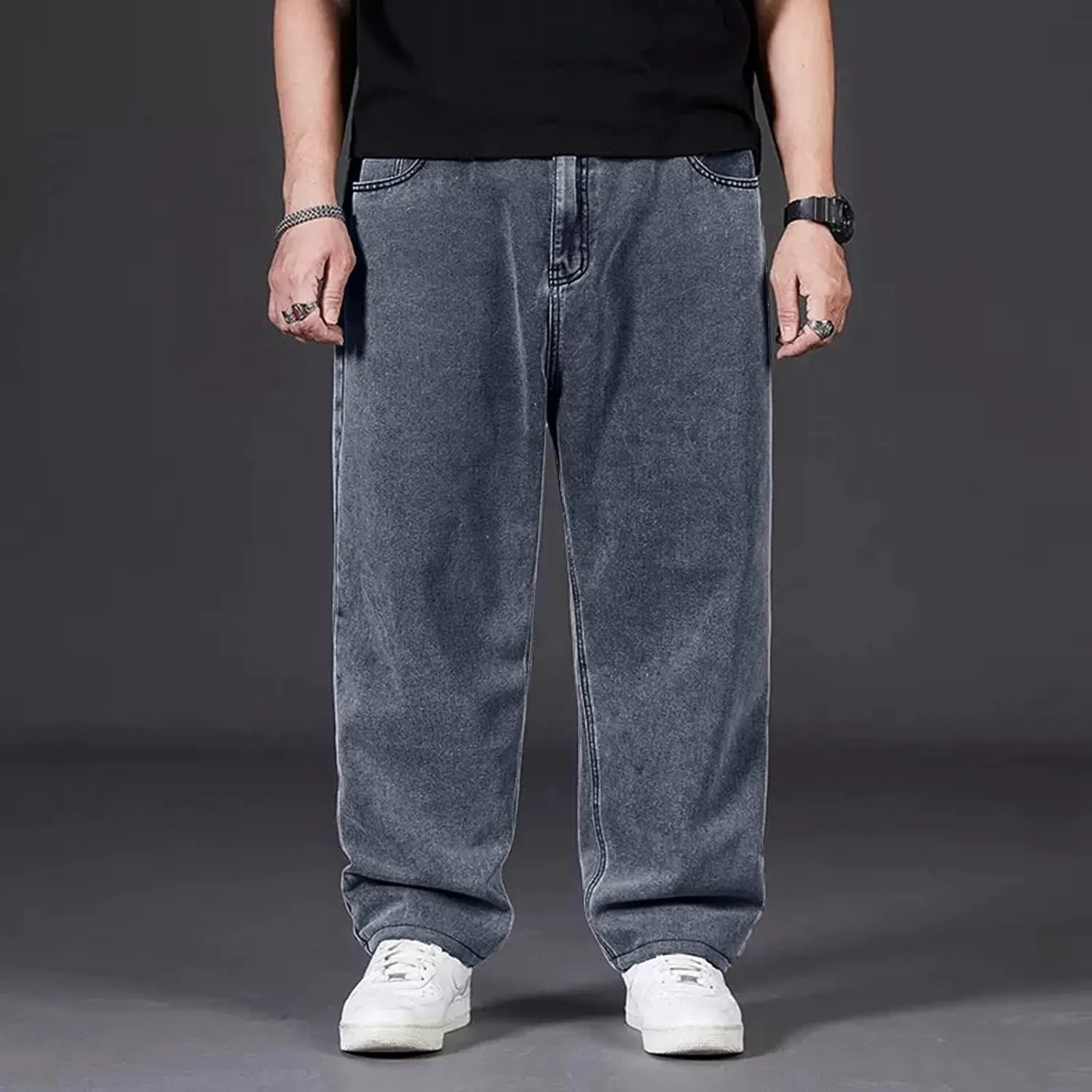 Unisex Y2K Streetwear Retro Print Baggy Jeans Gothic High-Waisted Wide-Leg Jeans Harajuku Hip-hop Pants
