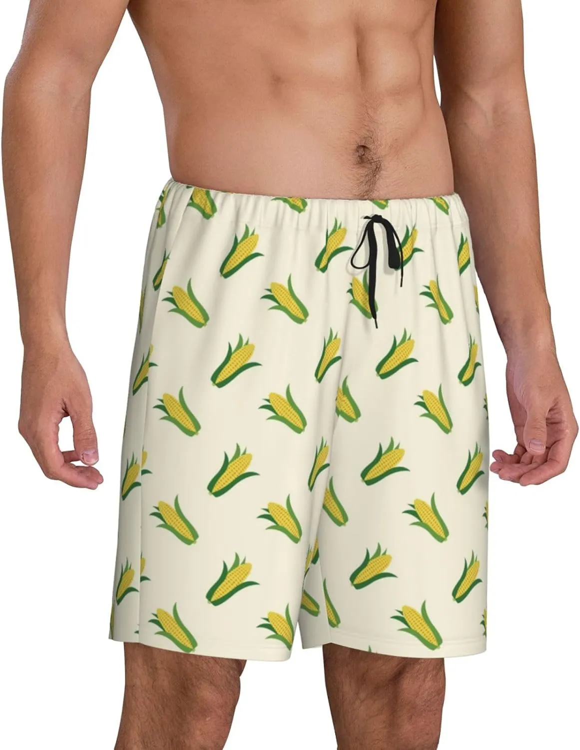 Vosery Mens Pajama Pants - Corn Print Comfy Sleep Shorts Mens Pajama Shorts, Mens Lounge Shorts Pj Pants