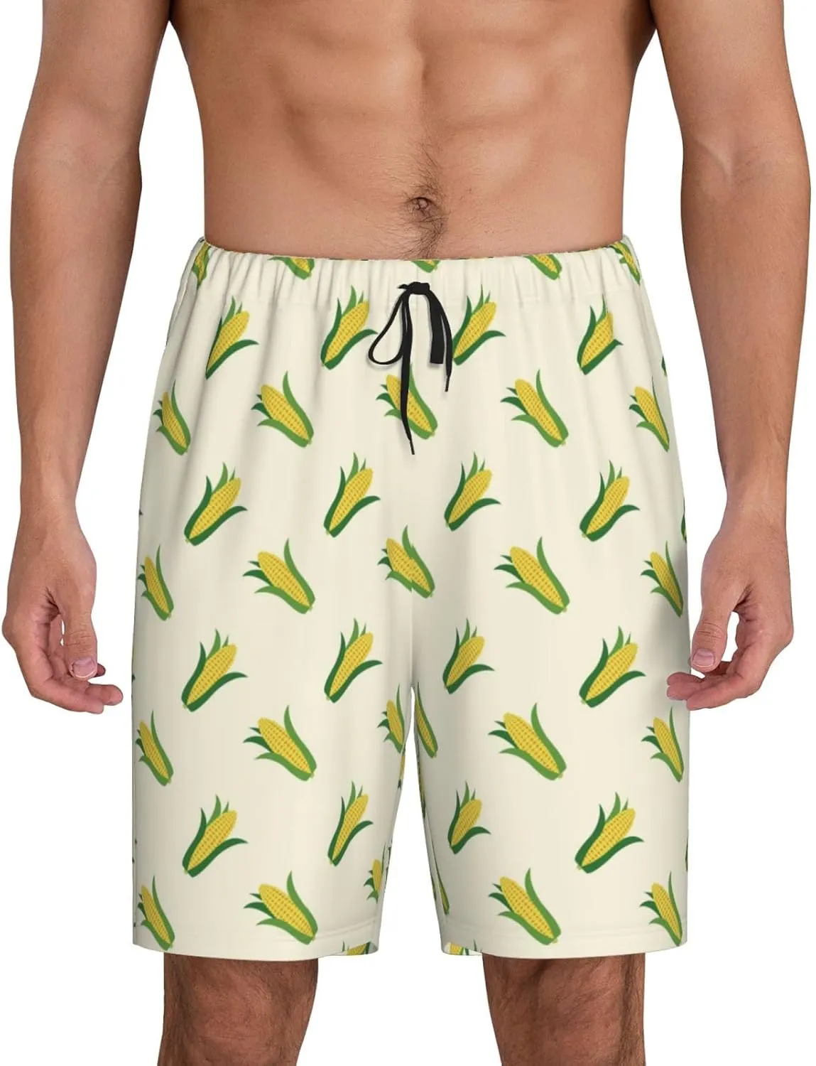 Vosery Mens Pajama Pants - Corn Print Comfy Sleep Shorts Mens Pajama Shorts, Mens Lounge Shorts Pj Pants
