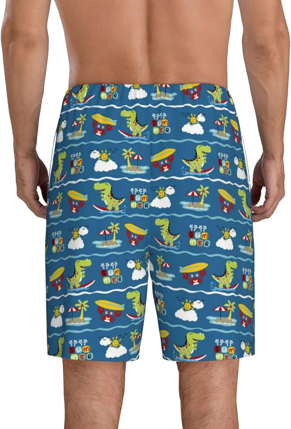 Vosery Mens Pajama Pants - Dinosaur Coconut Crab Comfy Sleep Shorts Mens Pajama Shorts, Mens Lounge Shorts Pj Pants