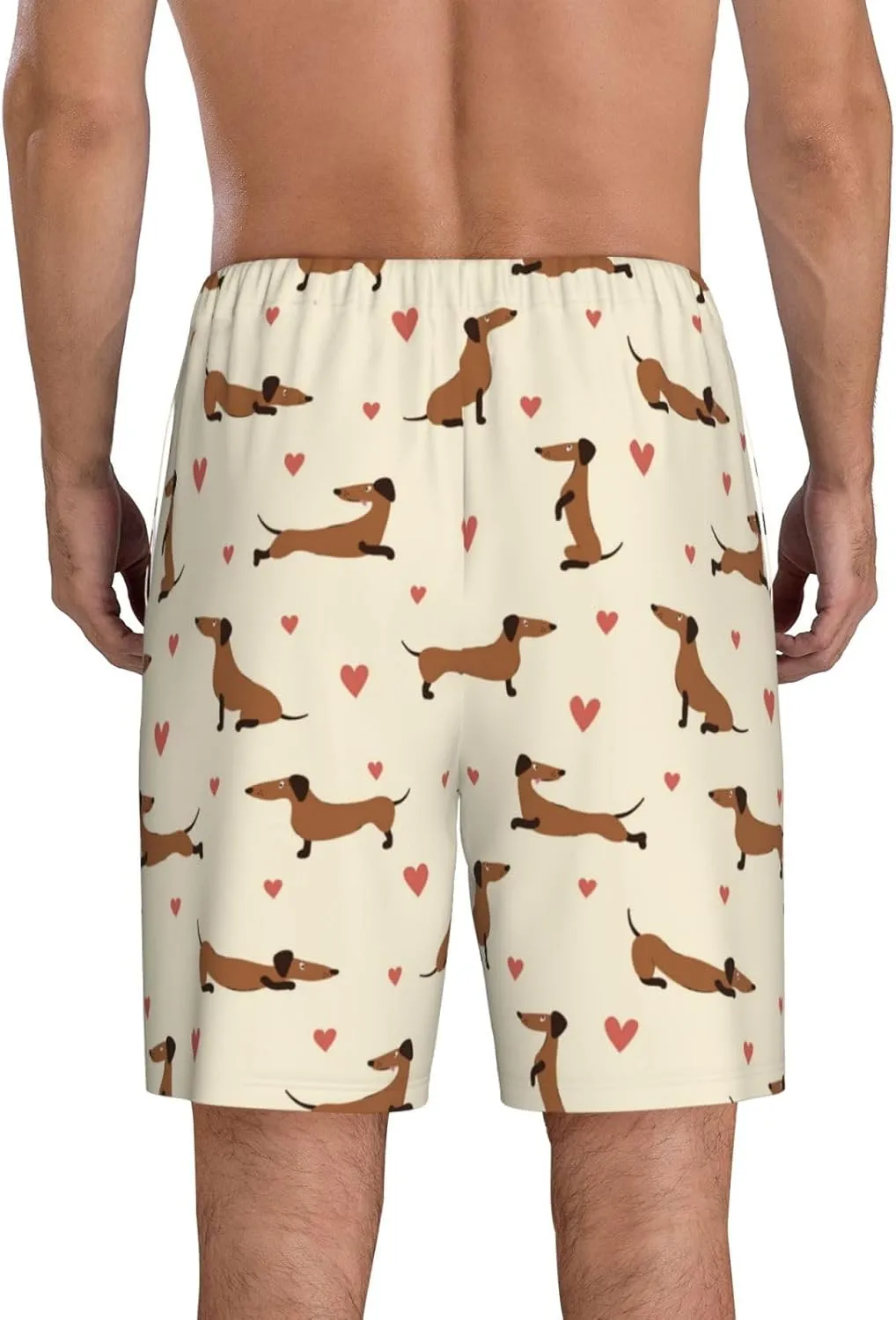 Vosery Mens Pajama Pants - Heart Dachshund Comfy Sleep Shorts Mens Pajama Shorts, Mens Lounge Shorts Pj Pants