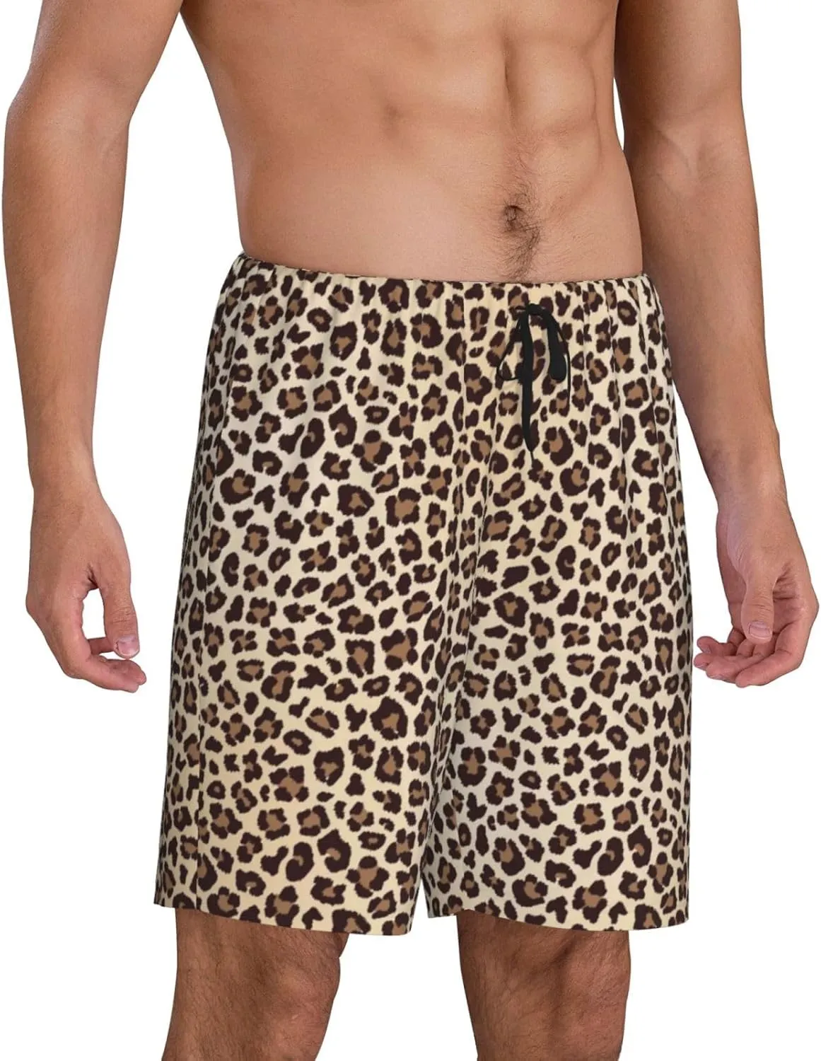 VOSERY mens pajama pants - Leopard Print-2 Comfy Sleep Shorts Mens Pajama shorts, mens lounge shorts pj pants