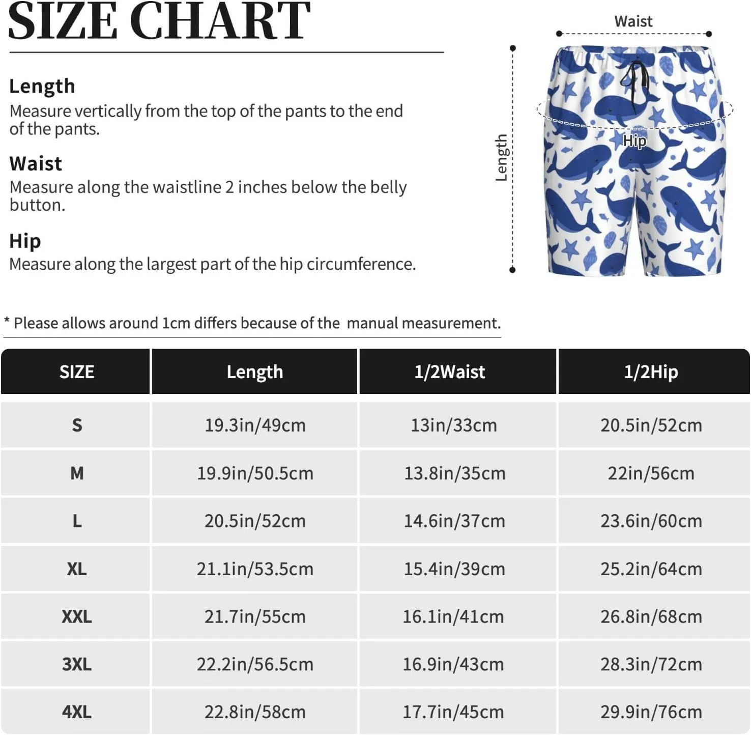 Vosery Mens Pajama Pants - Whale No.20056 Comfy Sleep Shorts Mens Pajama Shorts, Mens Lounge Shorts Pj Pants