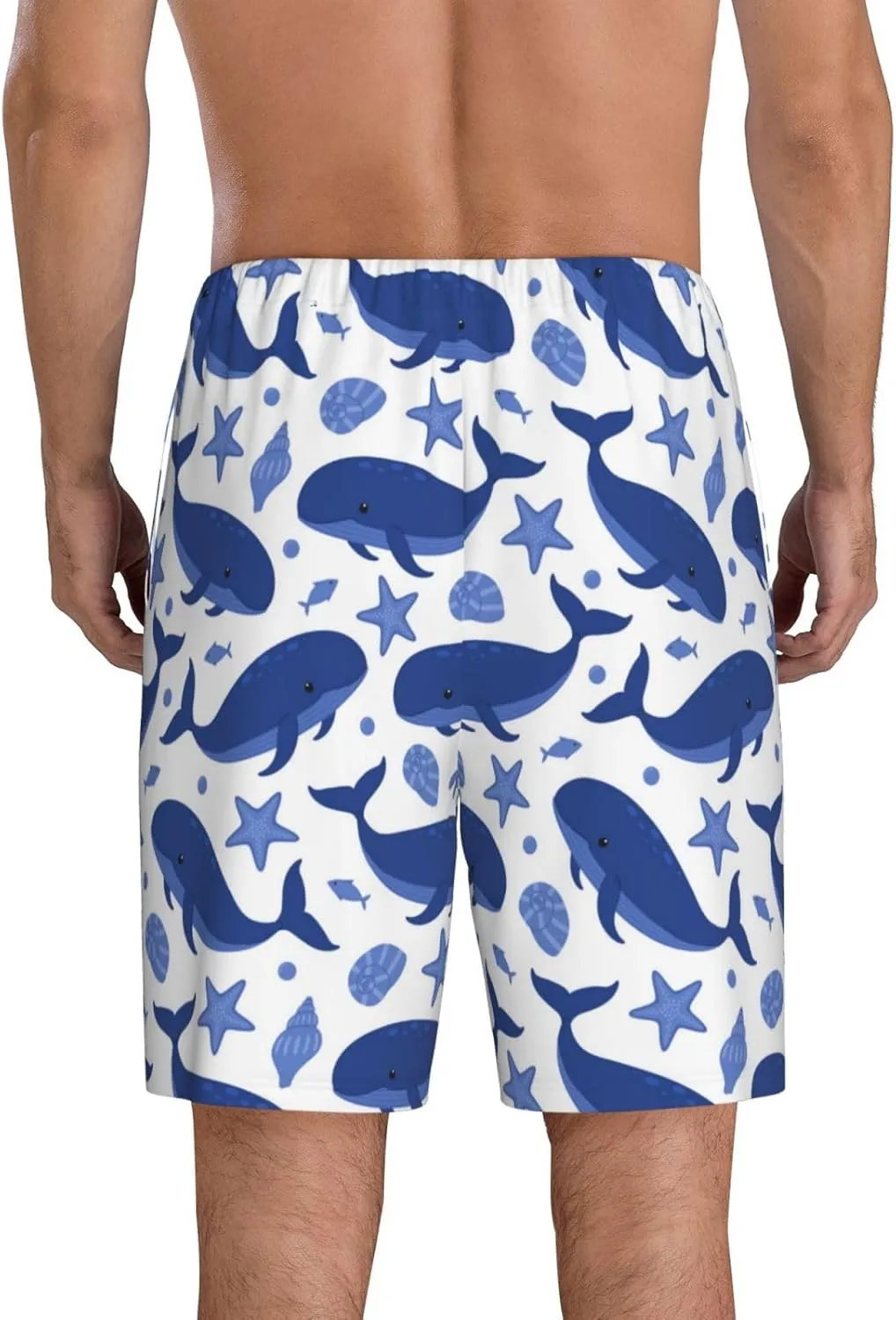 Vosery Mens Pajama Pants - Whale No.20056 Comfy Sleep Shorts Mens Pajama Shorts, Mens Lounge Shorts Pj Pants