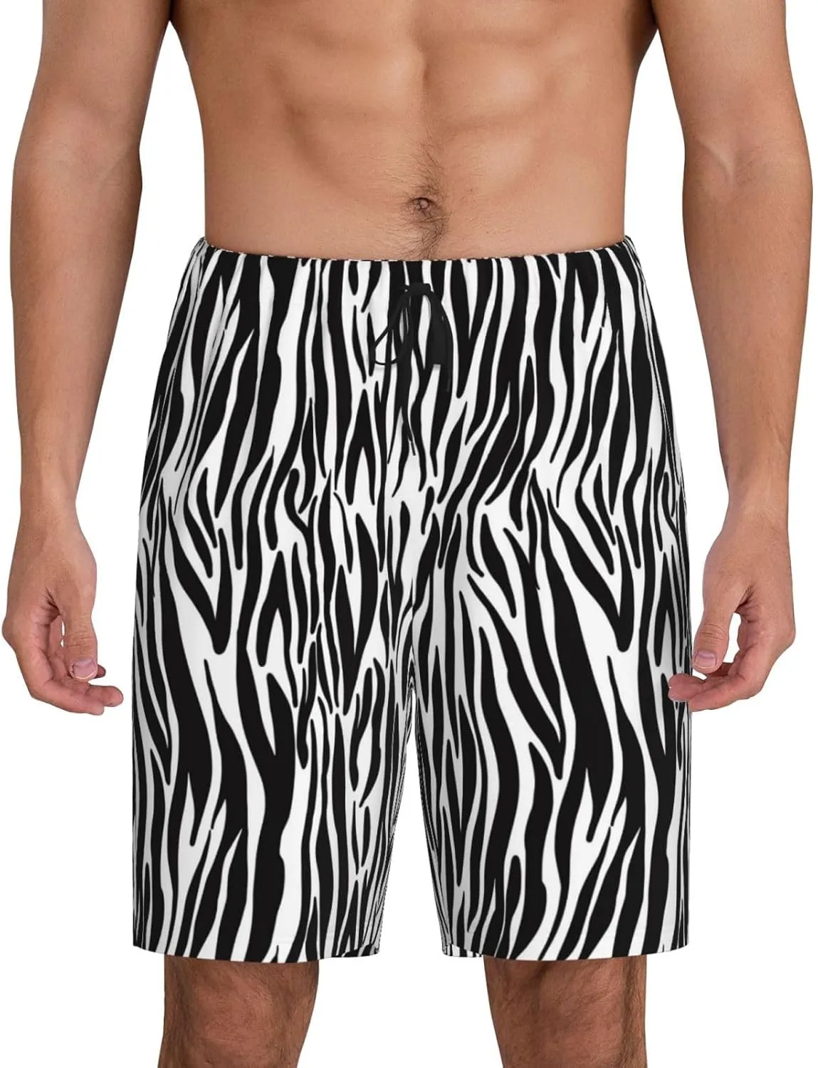 Vosery Mens Pajama Pants - Zebra Print Comfy Sleep Shorts Mens Pajama Shorts, Mens Lounge Shorts Pj Pants