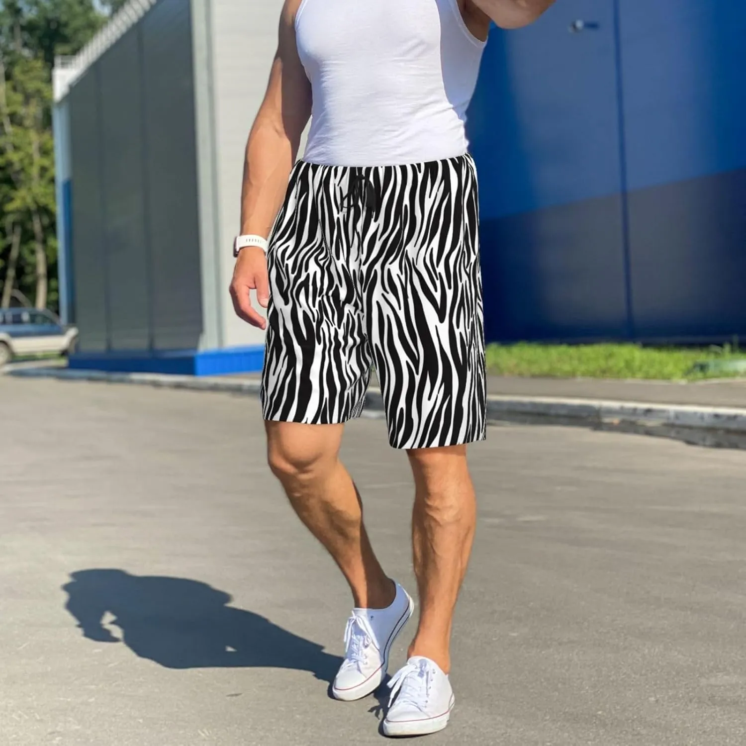 Vosery Mens Pajama Pants - Zebra Print Comfy Sleep Shorts Mens Pajama Shorts, Mens Lounge Shorts Pj Pants