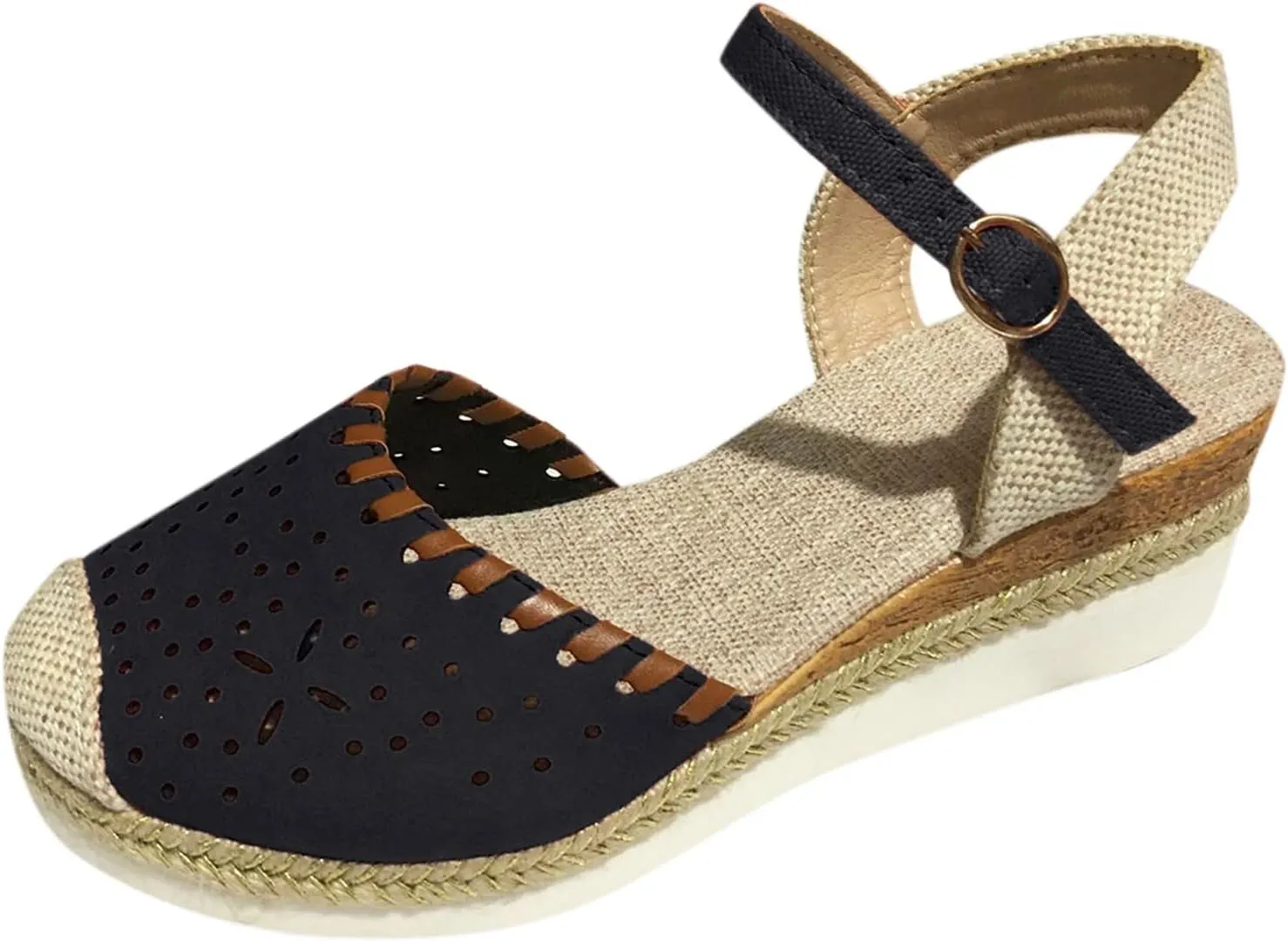 Wedge Sandals for Women,Womens Espadrille Platform Wedge Sandals Open Toe Ankle Strap Buckle Platform Sandals Casual Summer Dress Shoes Platform Sandals Lightweight Womens Sandals