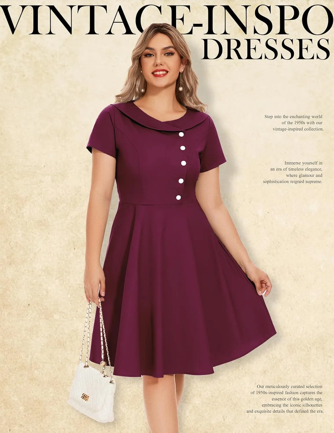 Wedtrend Women's 1950s Vintage Audrey Hepburn Style Cocktail Swing Dresses