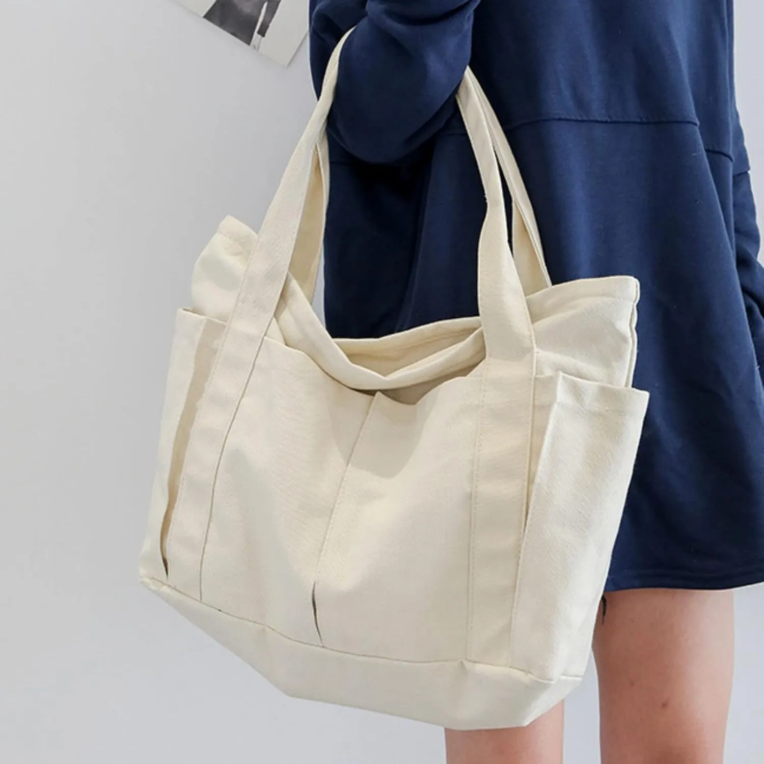 Women Canvas Shoulder Bags Retro Casual Handbags Work Bags Tote Purses Leather Clutch Purse Wallet