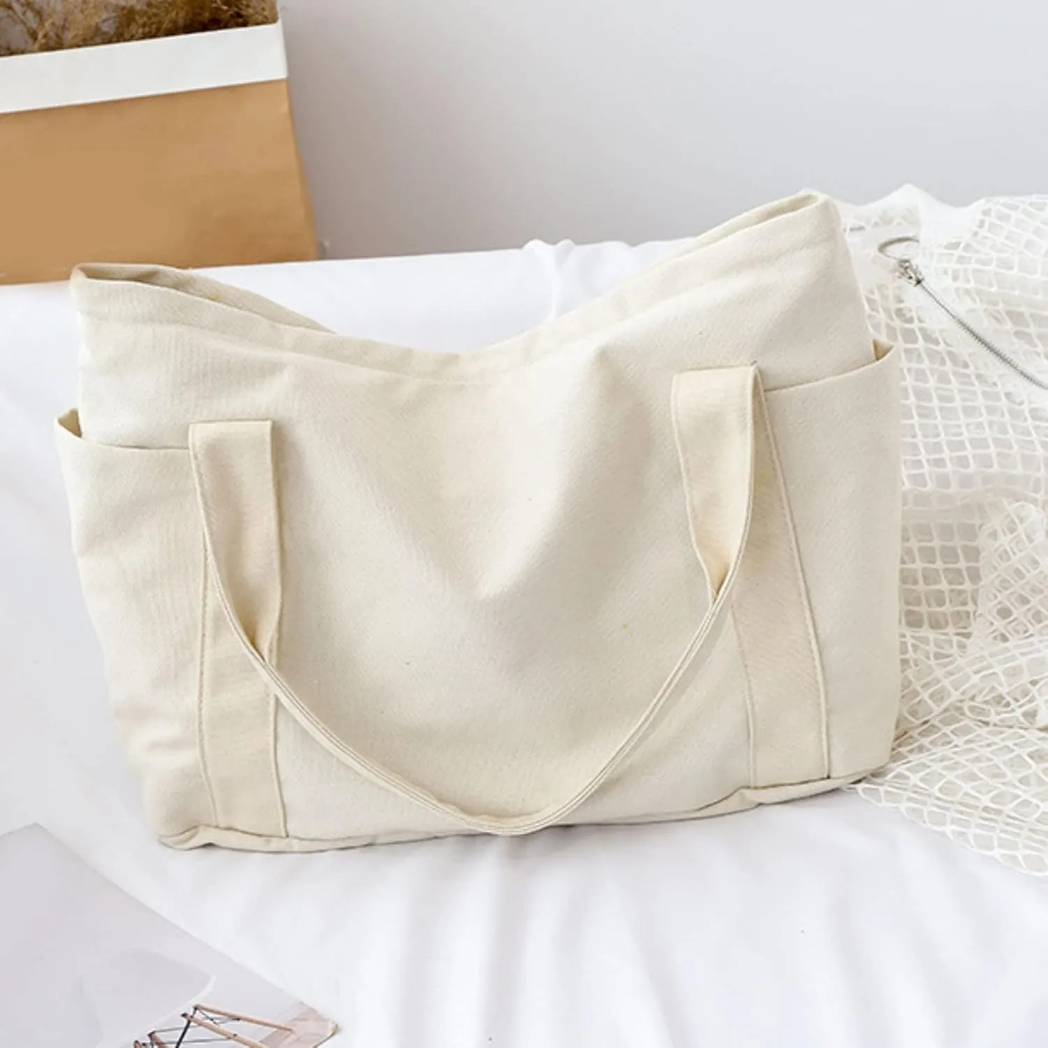 Women Canvas Shoulder Bags Retro Casual Handbags Work Bags Tote Purses Leather Clutch Purse Wallet