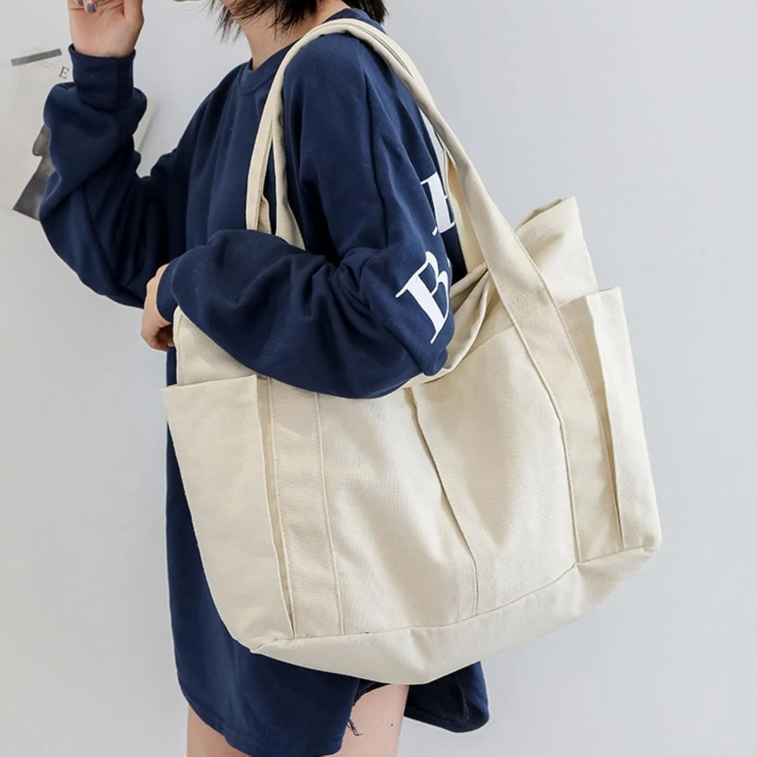 Women Canvas Shoulder Bags Retro Casual Handbags Work Bags Tote Purses Leather Clutch Purse Wallet