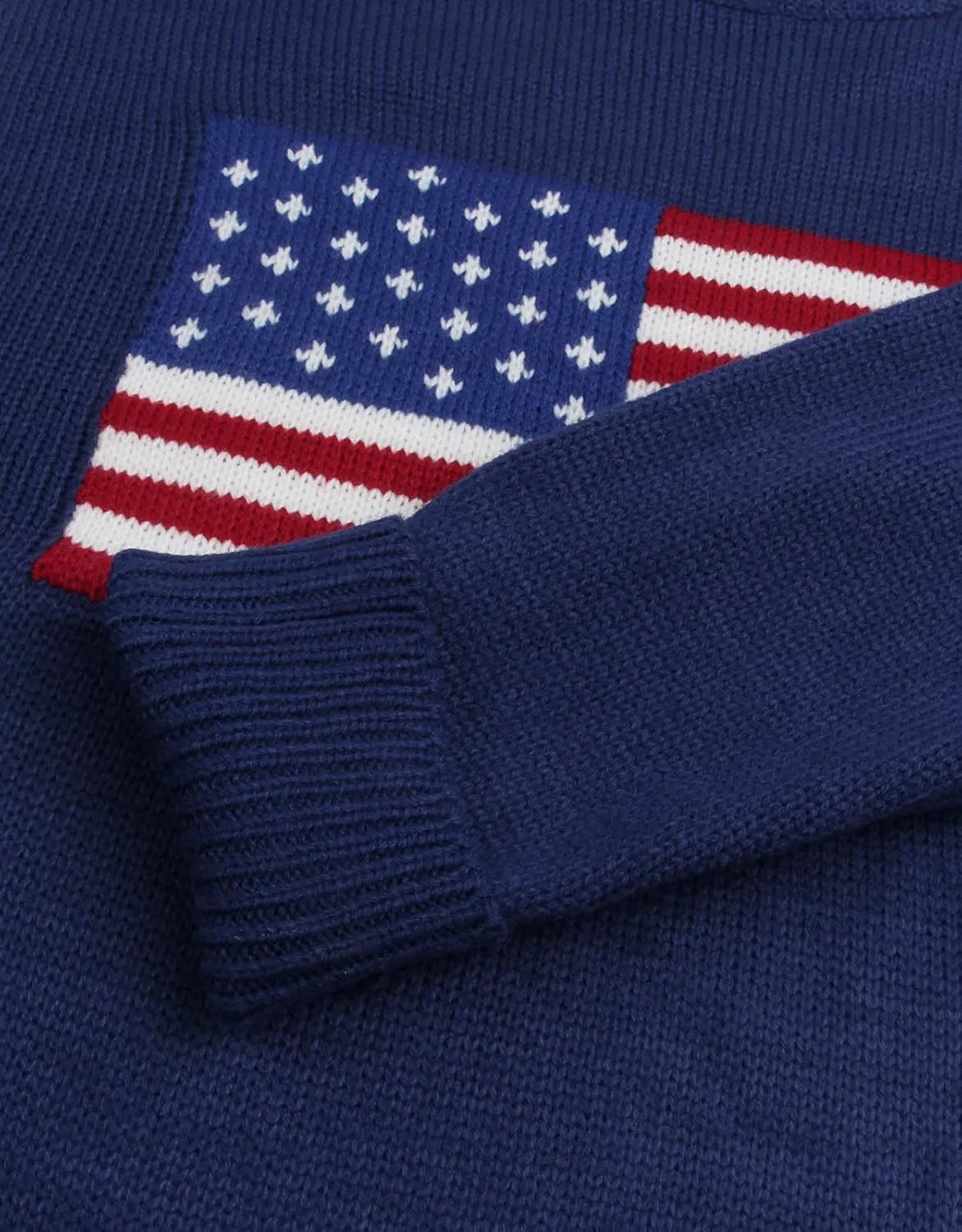Womens American Flag Sweater Long Sleeve Crew Neck Knitted Casual Pullover Sweater