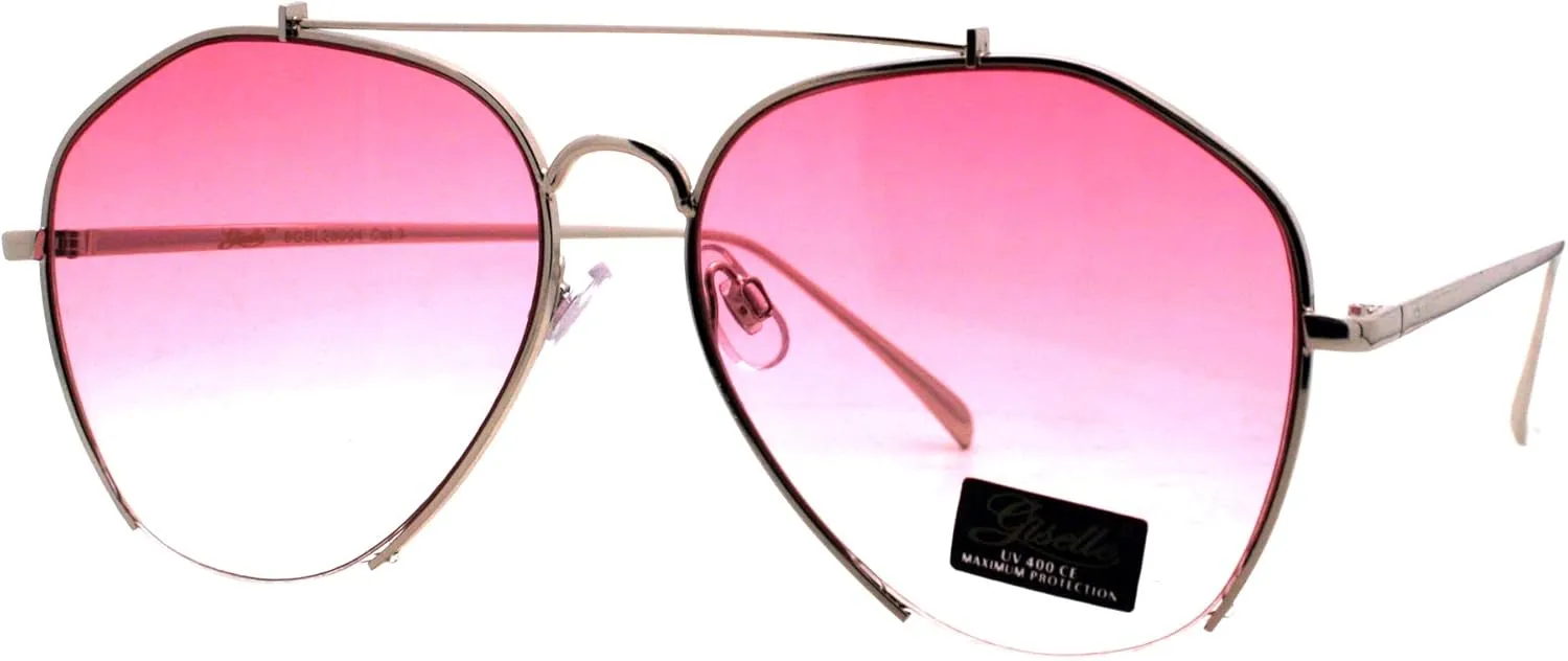 Womens Aviator Sunglasses Stylish Angled Bottom Frame Cut UV 400