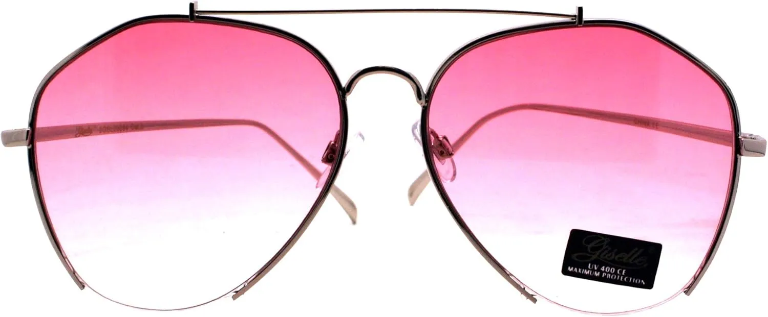 Womens Aviator Sunglasses Stylish Angled Bottom Frame Cut UV 400