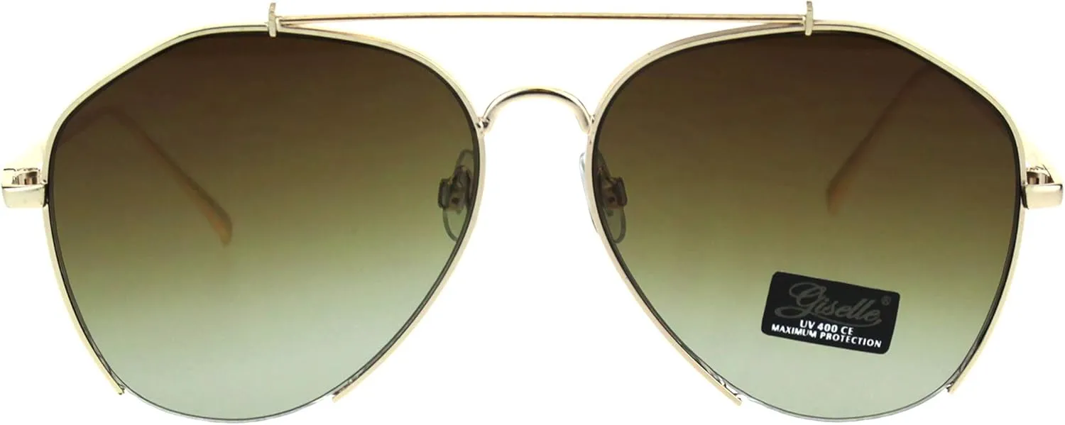Womens Aviator Sunglasses Stylish Angled Bottom Frame Cut UV 400