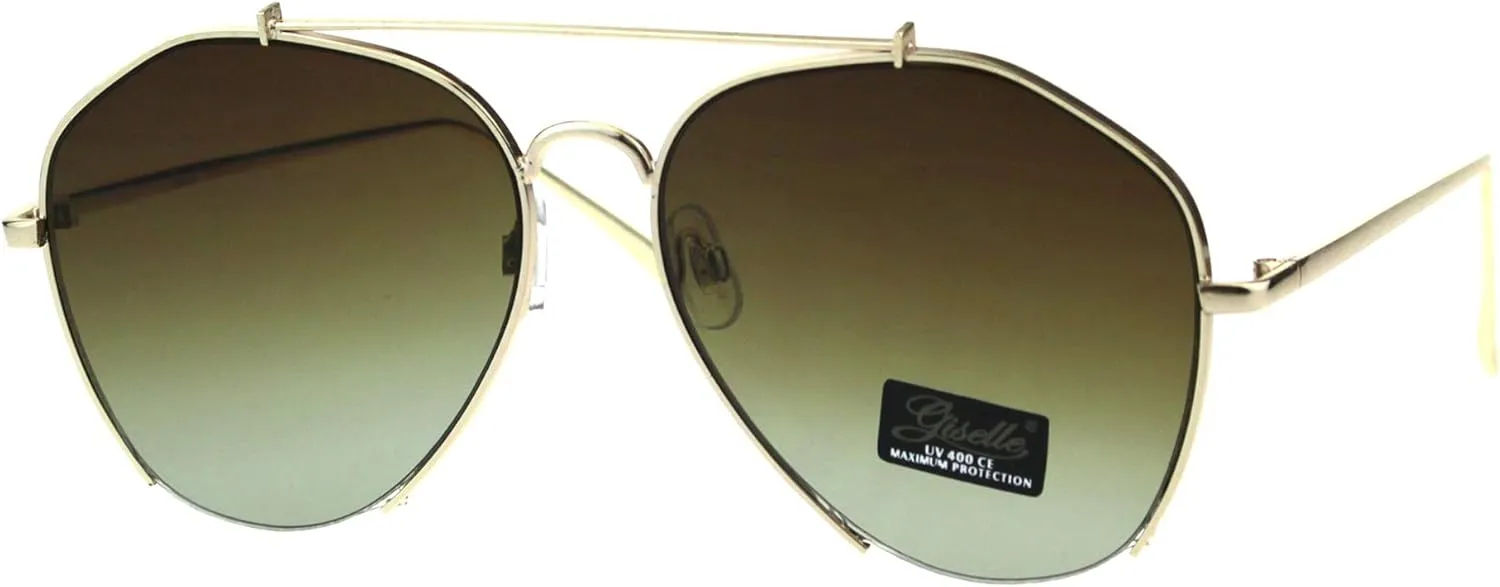 Womens Aviator Sunglasses Stylish Angled Bottom Frame Cut UV 400