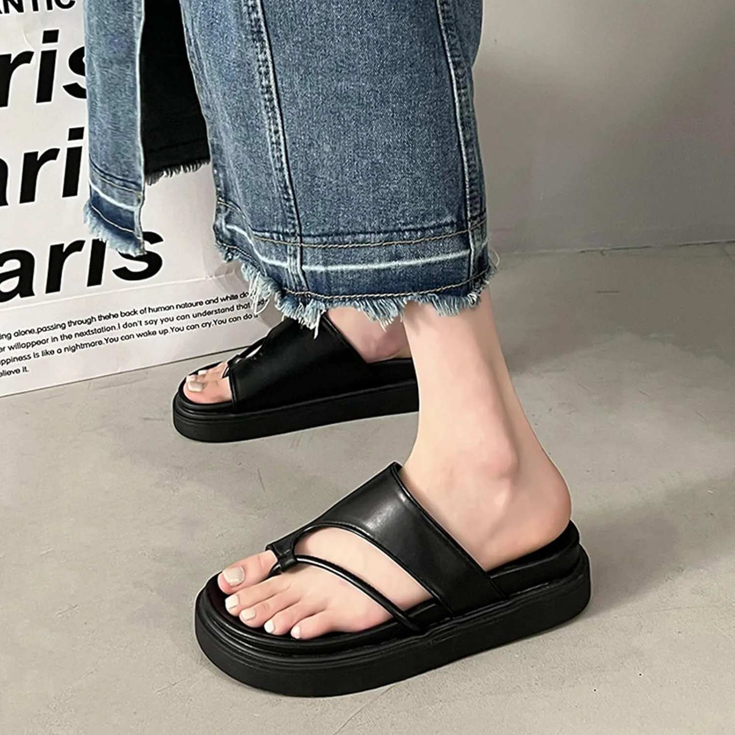Womens Casual Flip Flops Yoga Mat Comfortable Cushion Arch Support Walking Thong Sandals Lightweight Womens Orthopedic Walking Sandals, Non-Slip Summer Beach Slippers