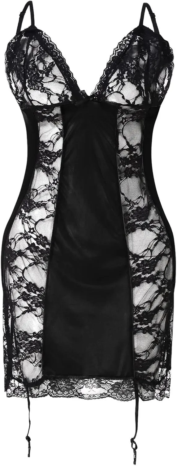 Womens Chemise Womens Lingerie Set Western Sexy Babydoll Nightie Lace Kinky Slip Dress for Sex Play Lingerie Robes