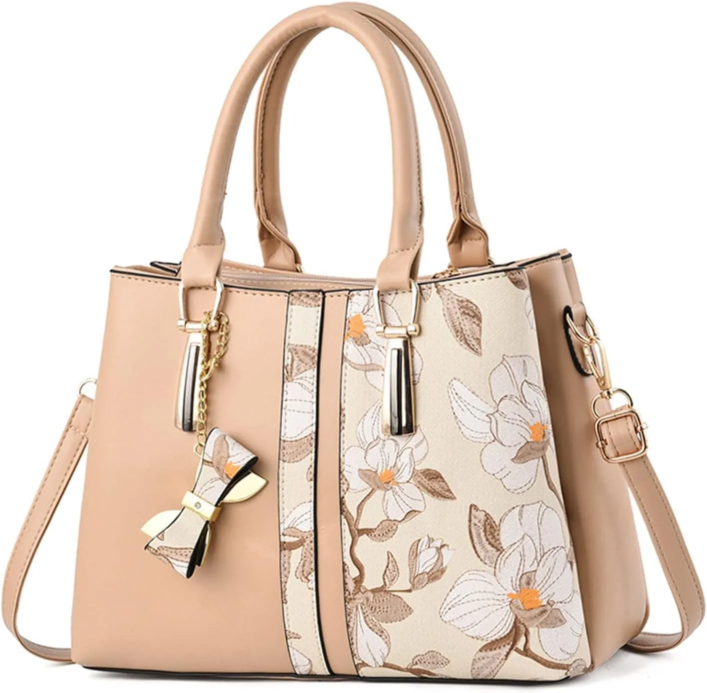 Women's Classic Satchel Bags Small Crossbody Bags Classic Double Zip Top Satchel Bag Versatile Travel Purse(Khaki)