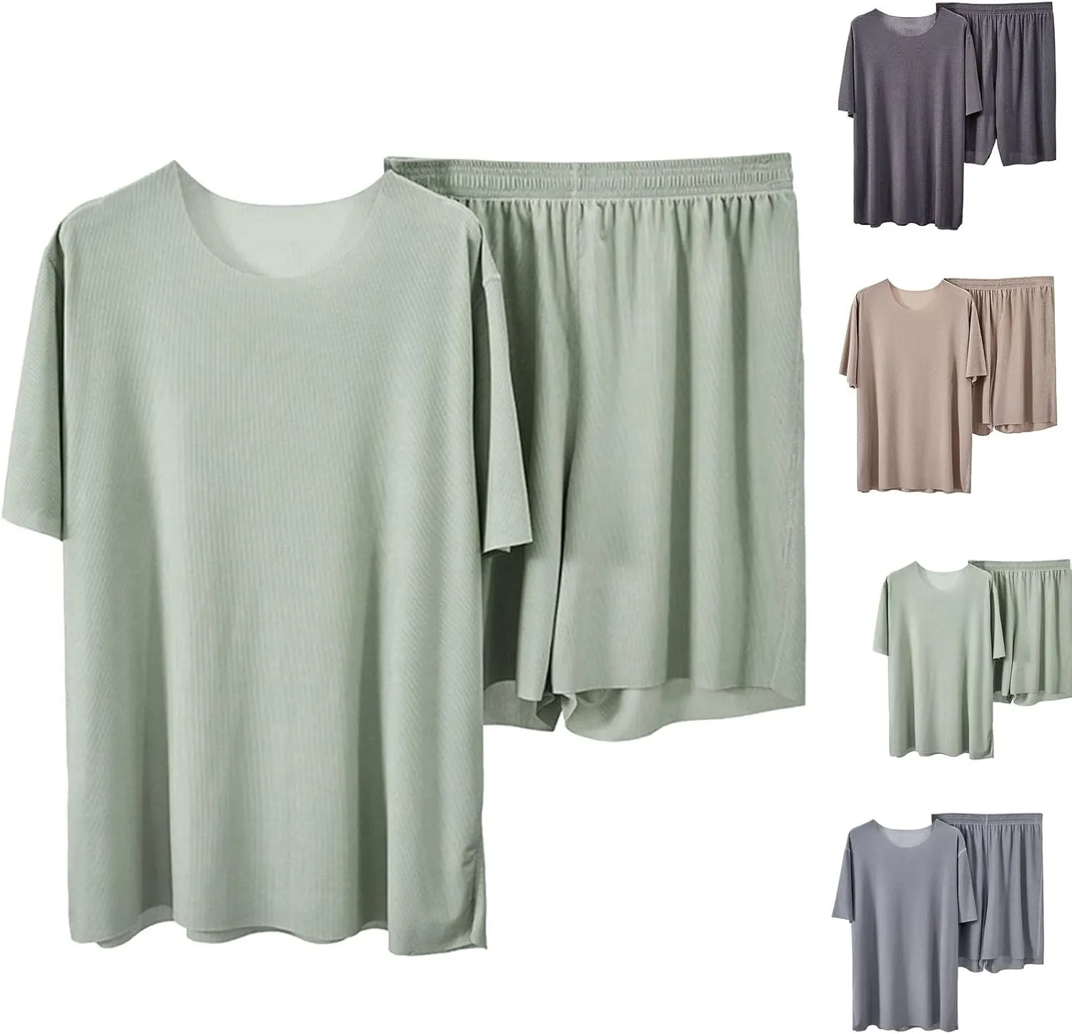 Women's Cooling Lounge Set Moisture-Wicking T-Shirt & Biker Shorts 2-Piece Sleepwear Convertible Nightwear