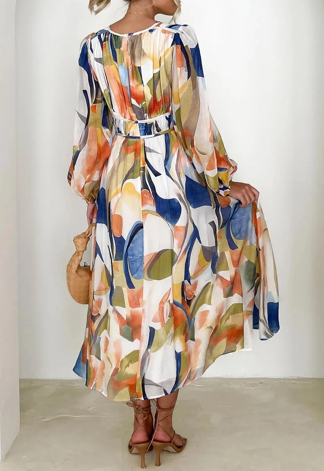 Women's Long Sleeve Floral Maxi Dress Summer Wedding Guest Dress