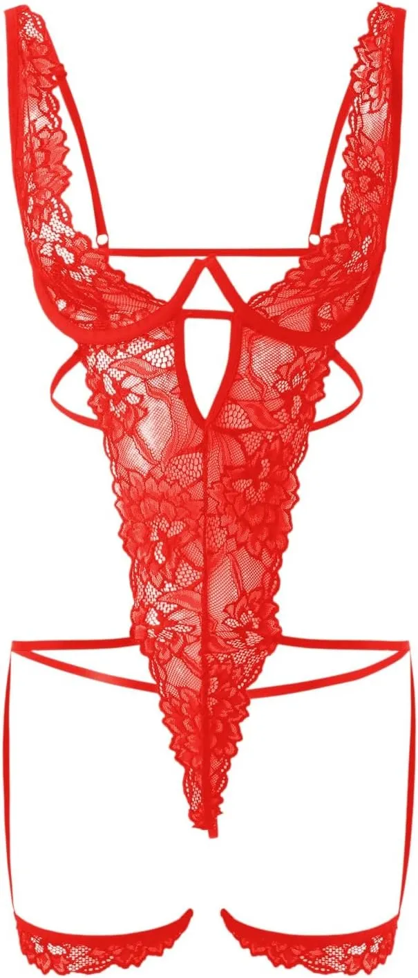 Womens One Piece Lingerie Lace Bodysuit Lingerie Corset Lingerie Sets for Women Sexy Exotic Corset Lingerie Set Kinky