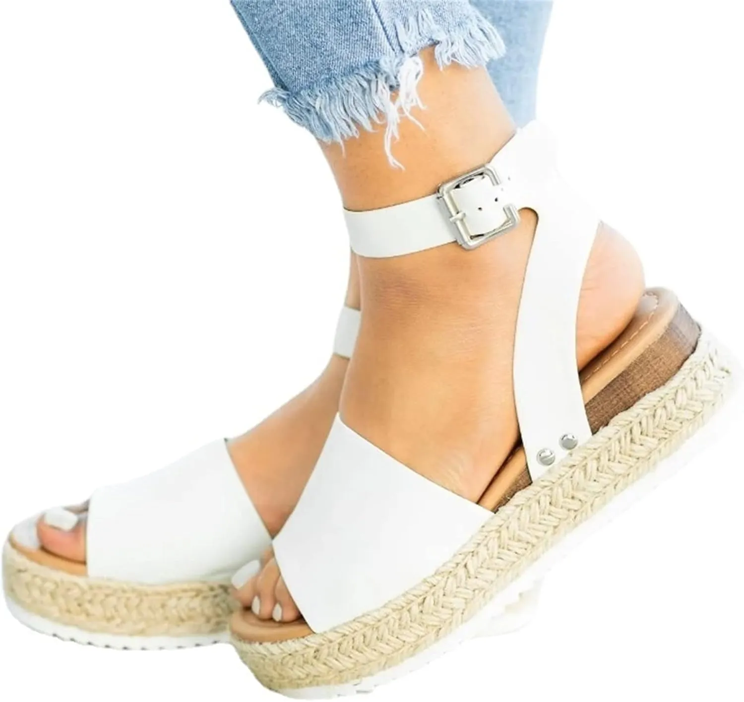 Womens Sandals Dressy Casual Wedge Platform Espadrilles Sandals Strappy Comfortable Summer Beach Walking Dress Shoes