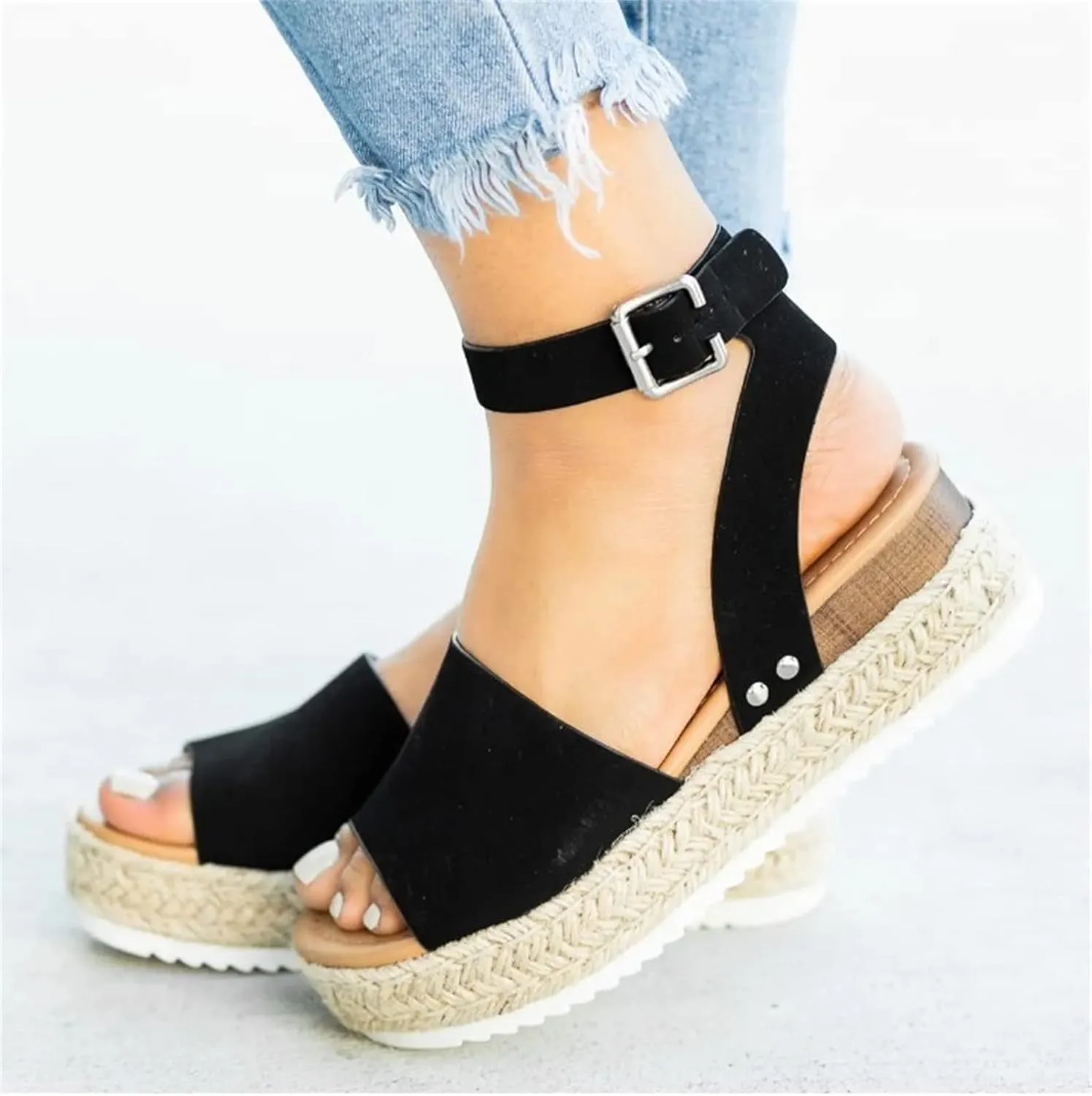 Womens Sandals Dressy Casual Wedge Platform Espadrilles Sandals Strappy Comfortable Summer Beach Walking Dress Shoes