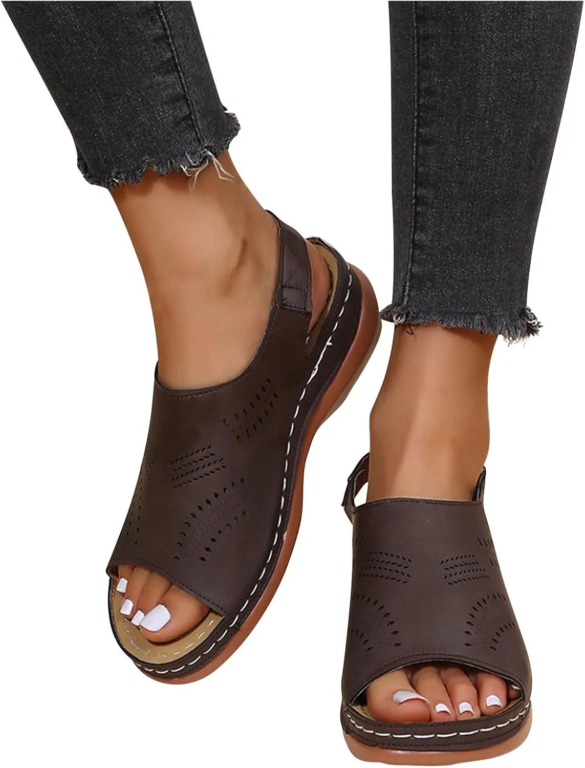 Womens Slingback Wedges Sandals Fish Mouth Womens Sandals Sandals Womens Dressy Shoes Comfortable Strap Beach Sandal
