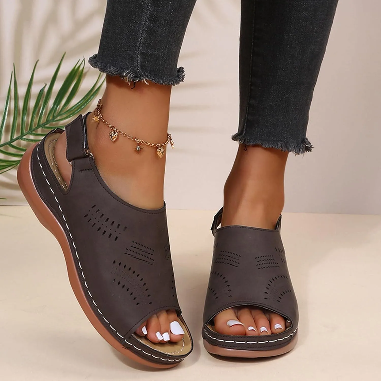 Womens Slingback Wedges Sandals Fish Mouth Womens Sandals Sandals Womens Dressy Shoes Comfortable Strap Beach Sandal