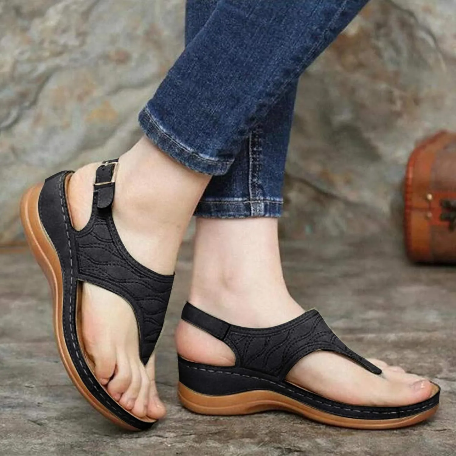Women's Summer Fashion Sandals Summer Low Wedges Womens Comfortable Open Toe Sandal Banquet Sandals for Women