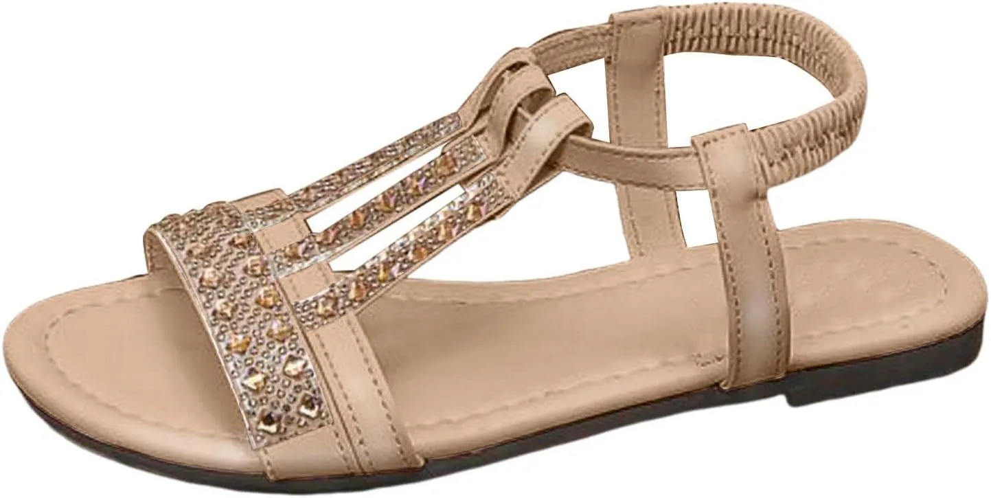 Womens T-Strap Flat Sandals Comfortable Flip Flops Casual And Fashionable Summer Womens Sandal Comfort Flat Casual Beach Boho Thong sandals Outdoor Walking Sandal for Oceanside Holiday