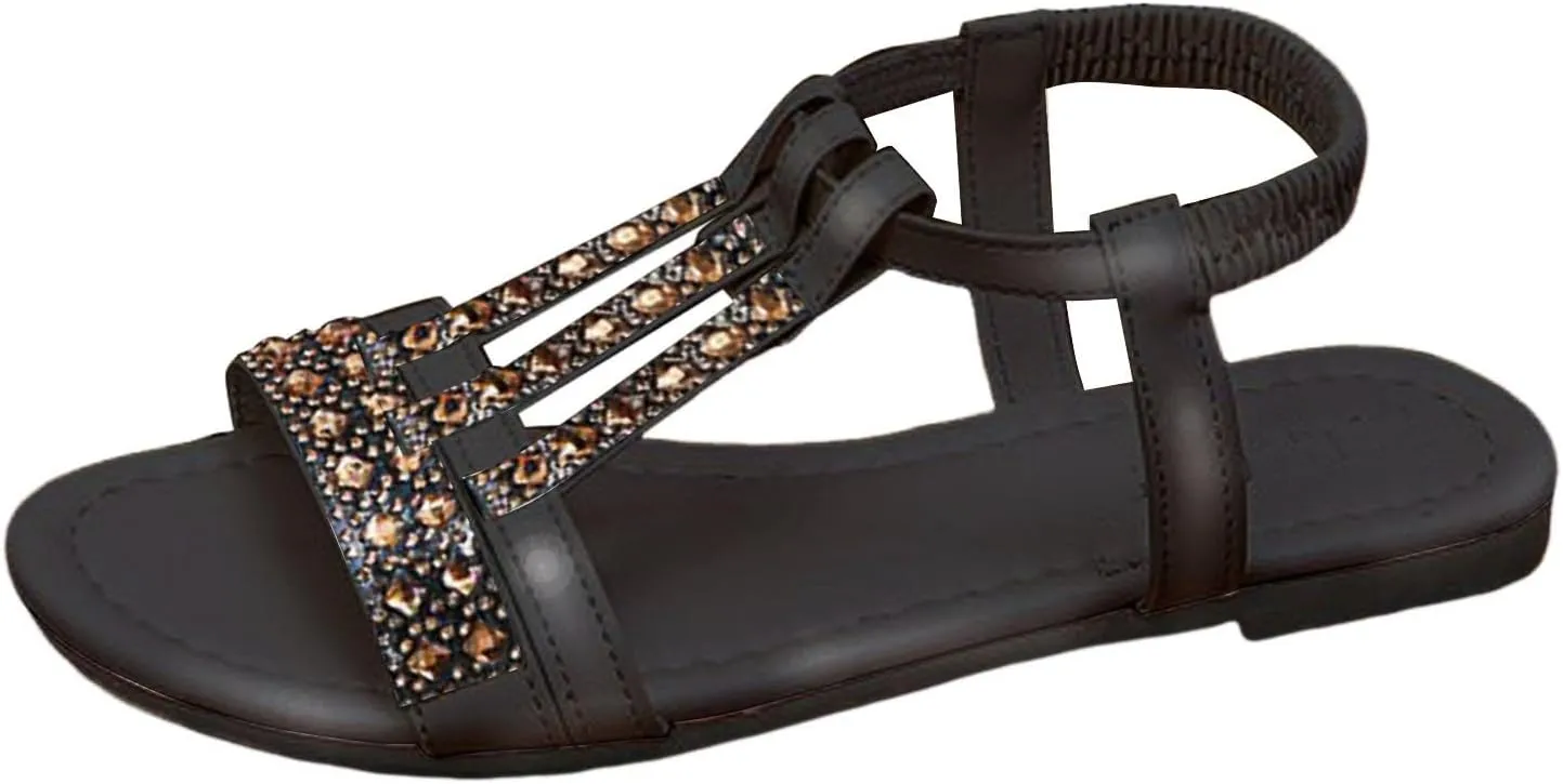 Womens T-Strap Flat Sandals Comfortable Flip Flops Casual And Fashionable Summer Womens Sandal Comfort Flat Casual Beach Boho Thong sandals Outdoor Walking Sandal for Oceanside Holiday