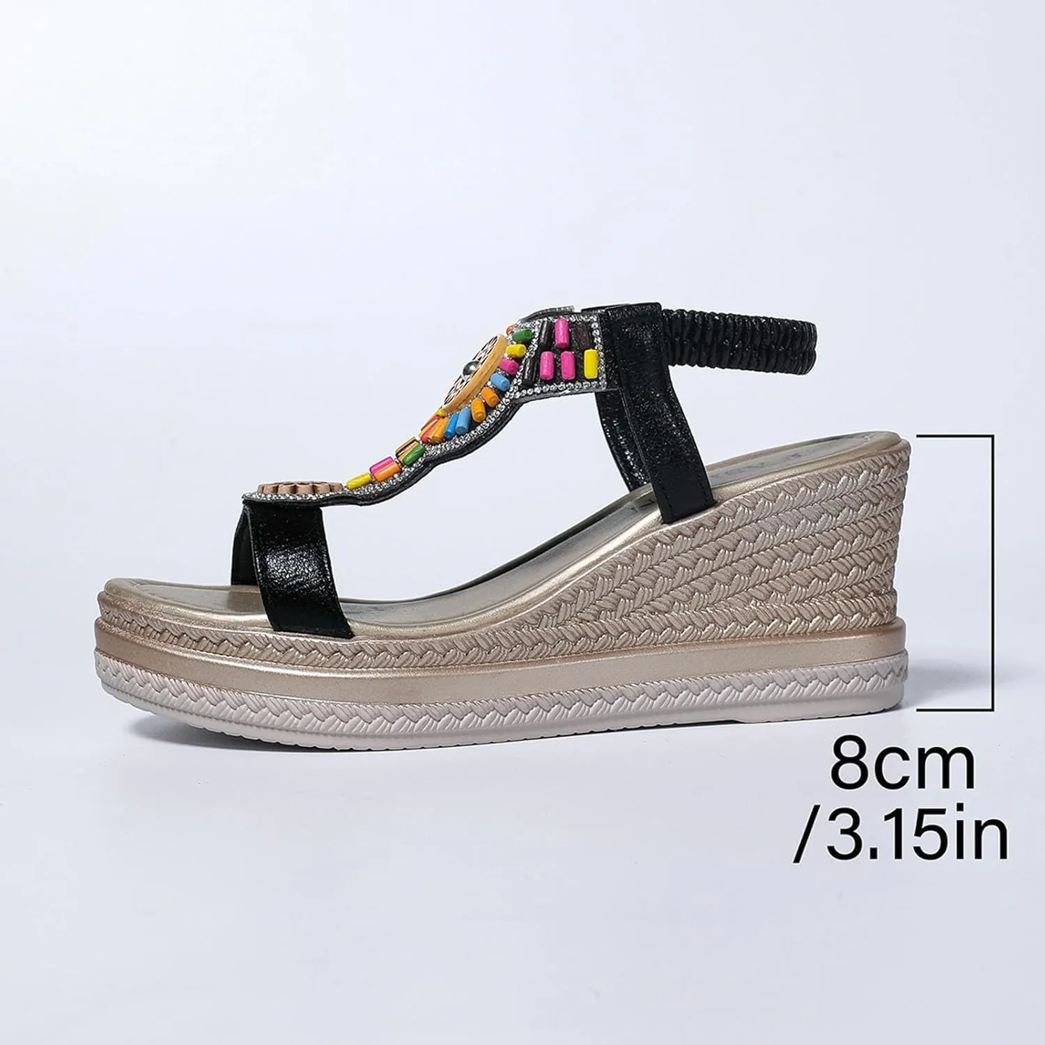 Womens Wide Width Wedges Sandals Open Toe Platforms With Ankle Strap Casual Summer Heels Beach Outdoor Boho Shoes