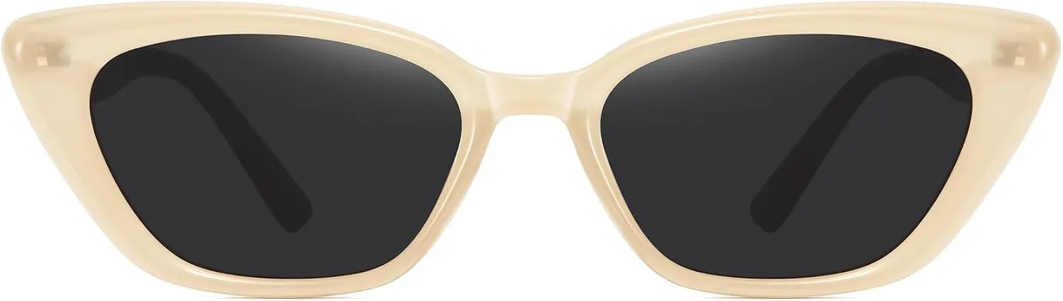 WOWSUN Cat Eye Sunglasses Womens Retro Narrow Trendy Polarized Sunglasses