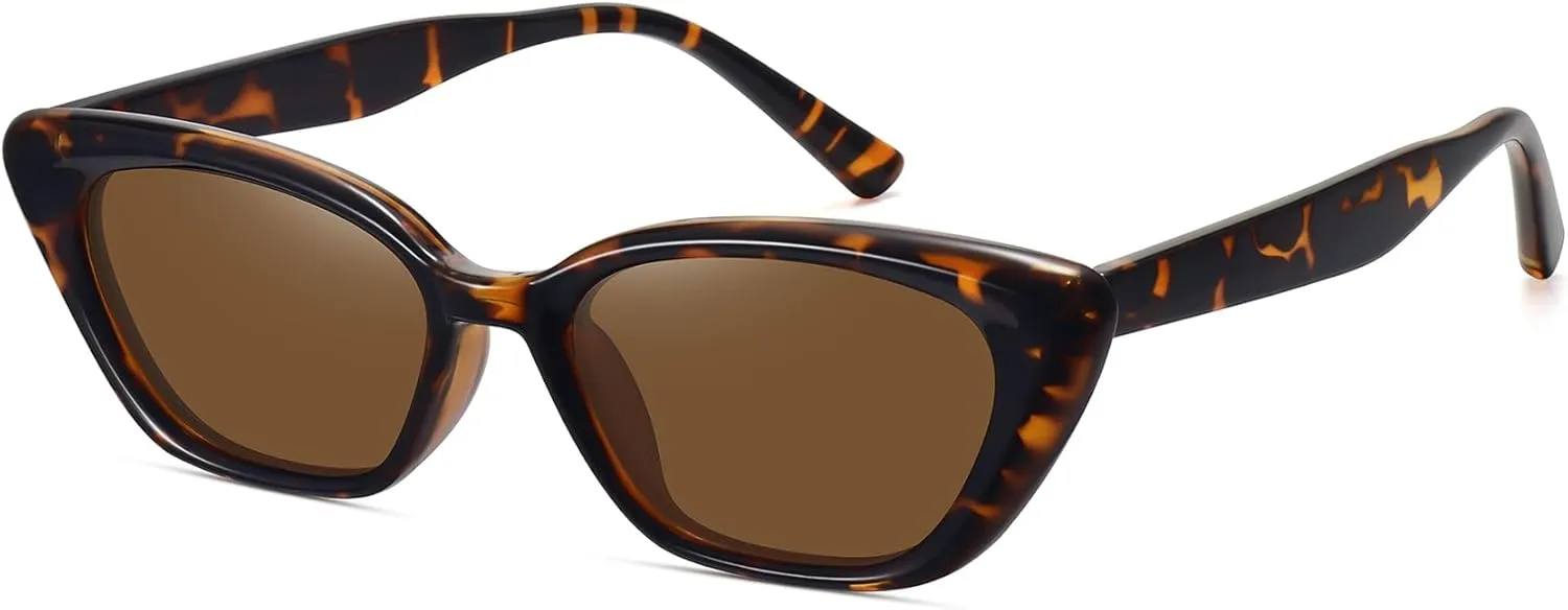 WOWSUN Cat Eye Sunglasses Womens Retro Narrow Trendy Polarized Sunglasses