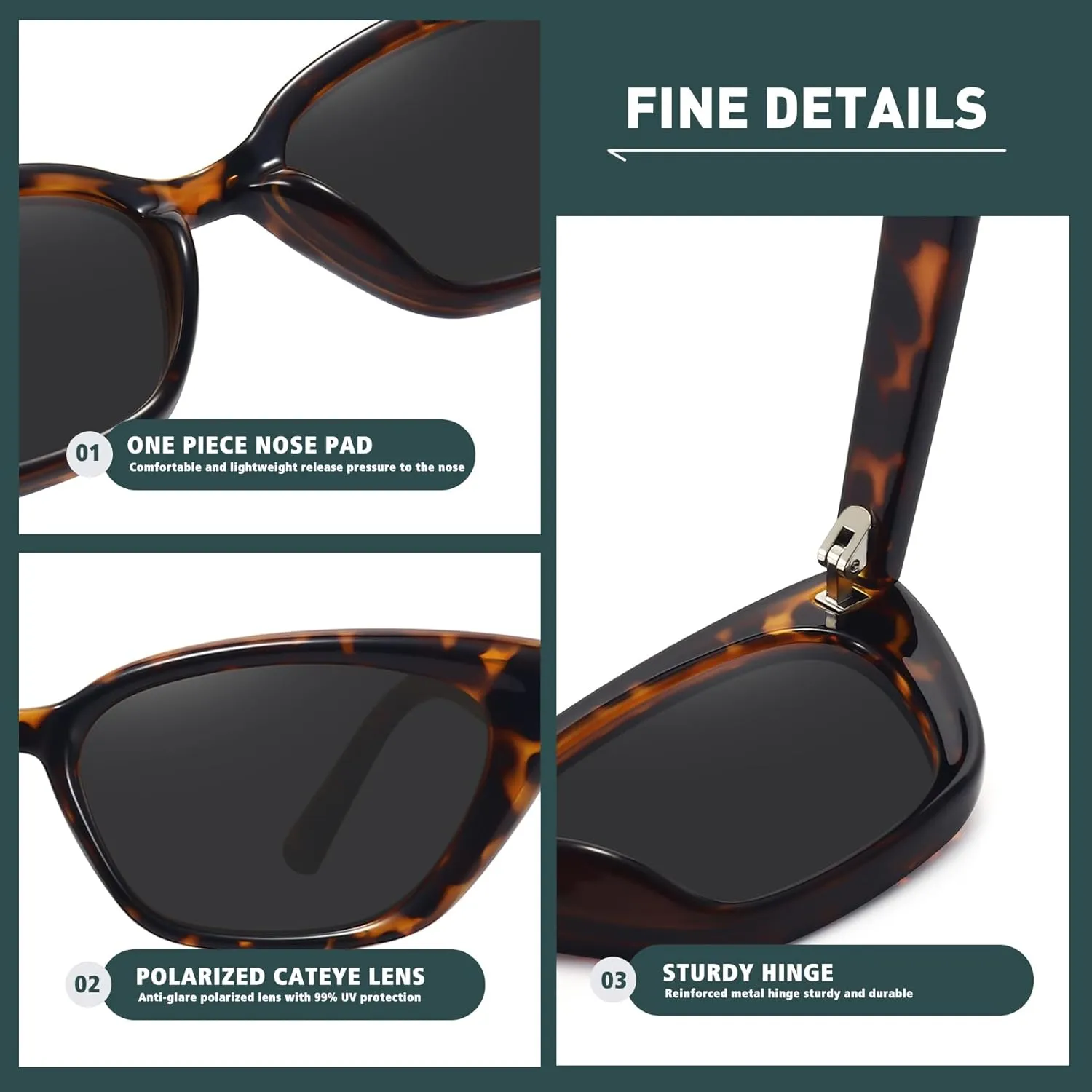 WOWSUN Cat Eye Sunglasses Womens Retro Narrow Trendy Polarized Sunglasses