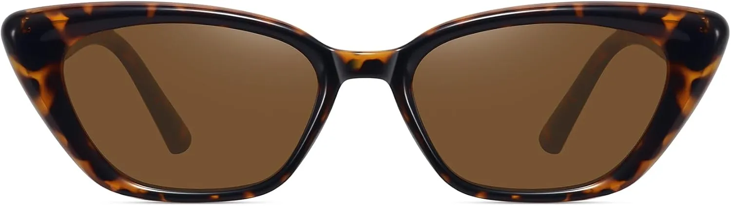 WOWSUN Cat Eye Sunglasses Womens Retro Narrow Trendy Polarized Sunglasses