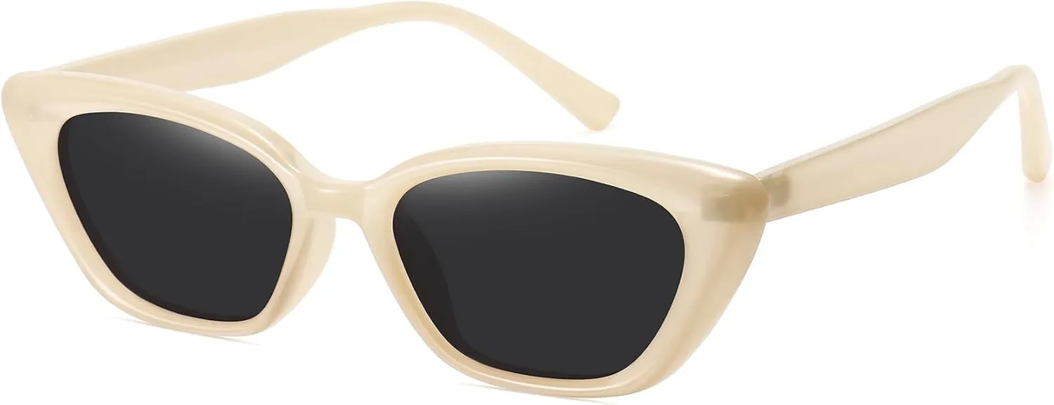 WOWSUN Cat Eye Sunglasses Womens Retro Narrow Trendy Polarized Sunglasses