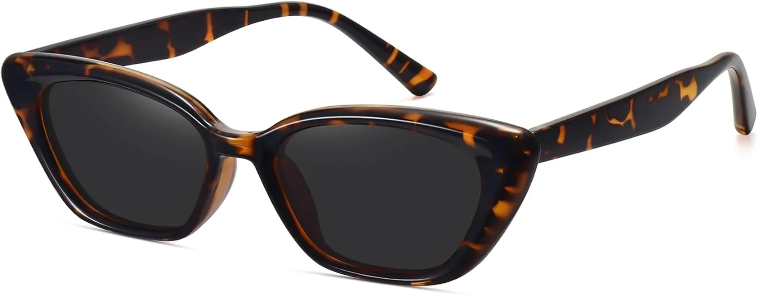 WOWSUN Cat Eye Sunglasses Womens Retro Narrow Trendy Polarized Sunglasses