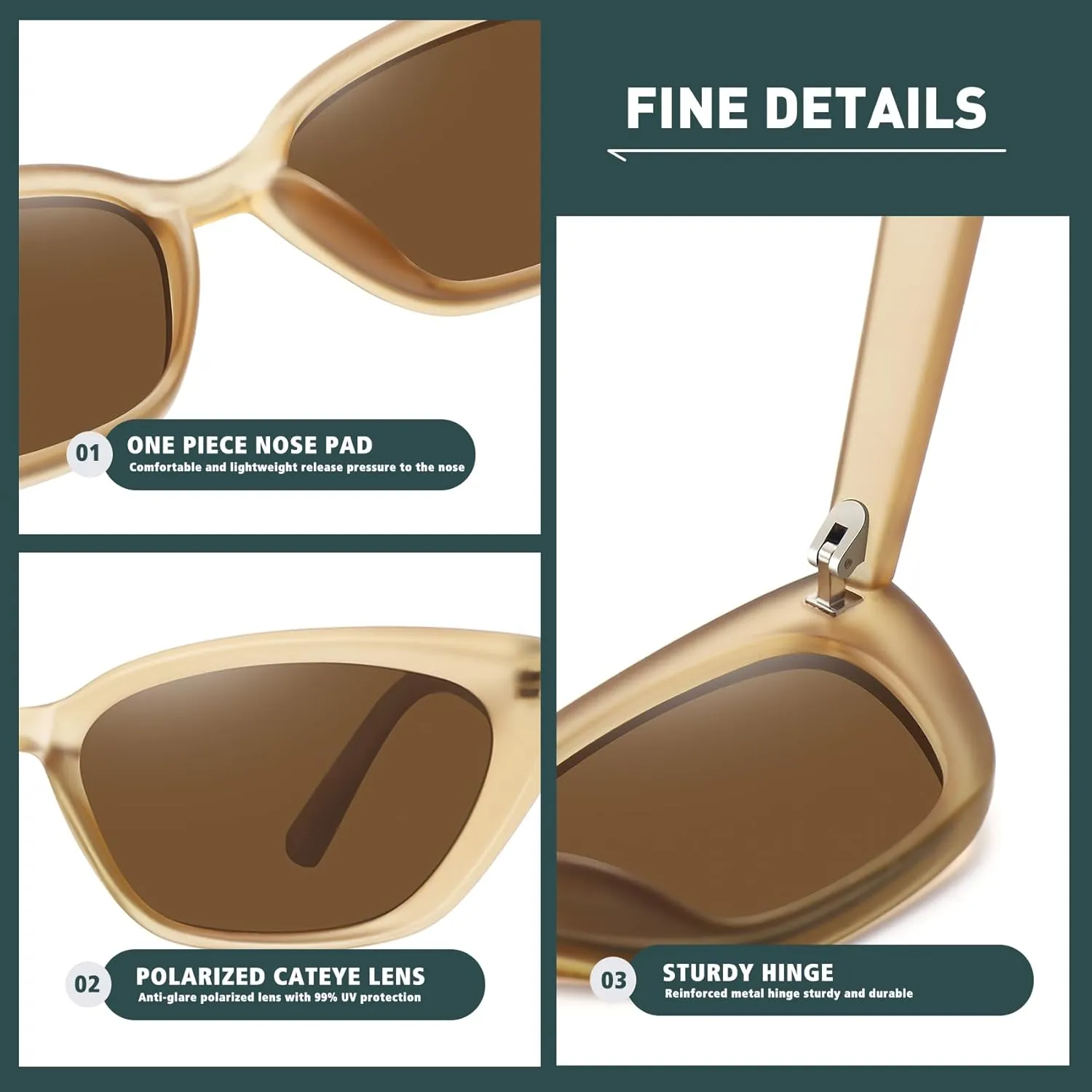 WOWSUN Cat Eye Sunglasses Womens Retro Narrow Trendy Polarized Sunglasses