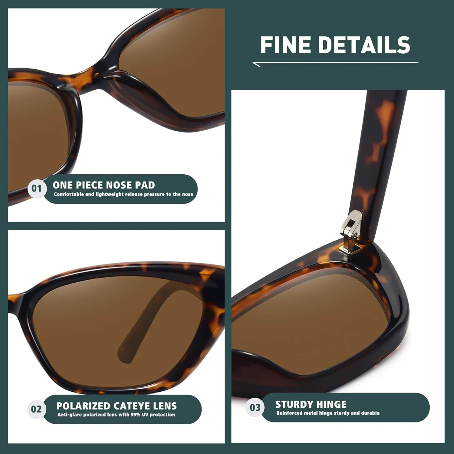 WOWSUN Cat Eye Sunglasses Womens Retro Narrow Trendy Polarized Sunglasses