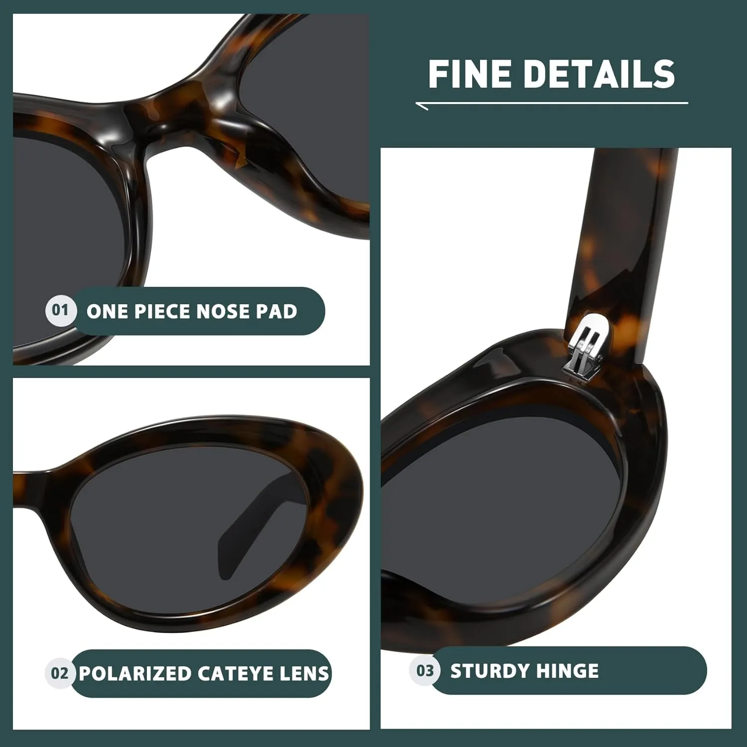WOWSUN Retro Oval Cat Eye Sunglasses Womens Polarized Y2K Trendy Sunglasses