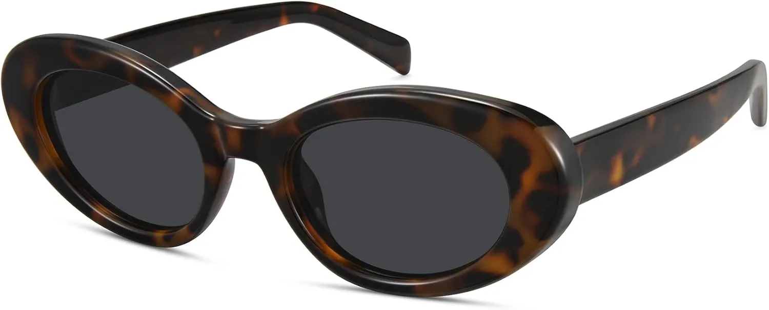 WOWSUN Retro Oval Cat Eye Sunglasses Womens Polarized Y2K Trendy Sunglasses