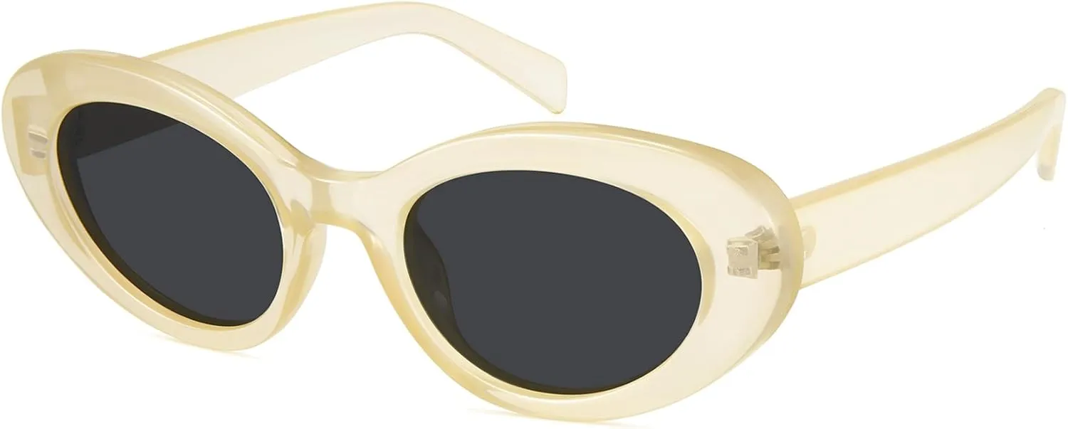 WOWSUN Retro Oval Cat Eye Sunglasses Womens Polarized Y2K Trendy Sunglasses