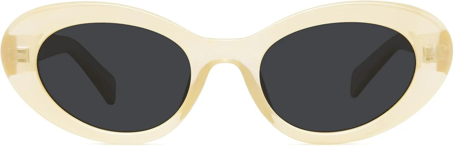 WOWSUN Retro Oval Cat Eye Sunglasses Womens Polarized Y2K Trendy Sunglasses